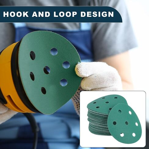 Car Sanding Discs 3.5inch 7 Hole 80/120/150/180/220 Grit Abrasion Resistance | Round Hook and Loop Sandpaper Green 50 Pcs in Saudi Arabia