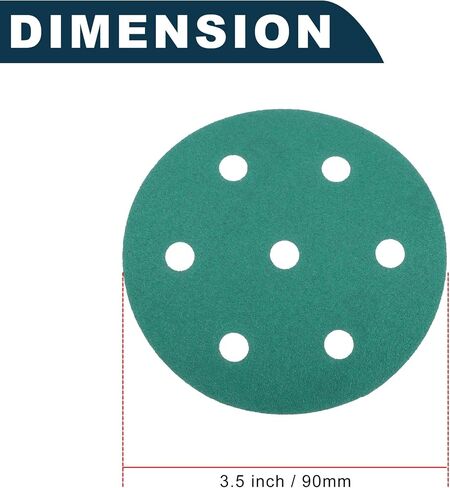 Car Sanding Discs 3.5inch 7 Hole 80/120/150/180/220 Grit Abrasion Resistance | Round Hook and Loop Sandpaper Green 50 Pcs in Saudi Arabia
