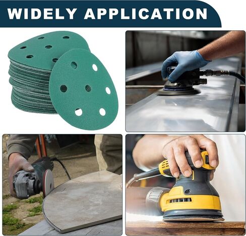 Car Sanding Discs 3.5inch 7 Hole 80/120/150/180/220 Grit Abrasion Resistance | Round Hook and Loop Sandpaper Green 50 Pcs in Saudi Arabia