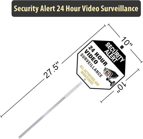 Security Alert 24 Hour Video Surveillance Sign All Activities Are Monitored, Rustproof Aluminum Yard Sign with Stake, Reflective Metal Sign, CCTV Warning Sign Outdoor, Blue, 10 x 10 inch, 2 Pcs in Saudi Arabia