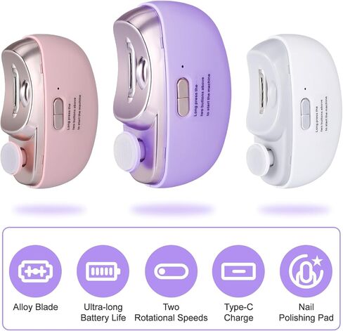 3 in 1 Electric Nail Clippers for Adults, Automatic Nail Grinder for Women Electric Nail Trimmer with Nail File Nail Buffer, Electric Toenail Clippers for Seniors Adults Baby with Light (White) in Saudi Arabia