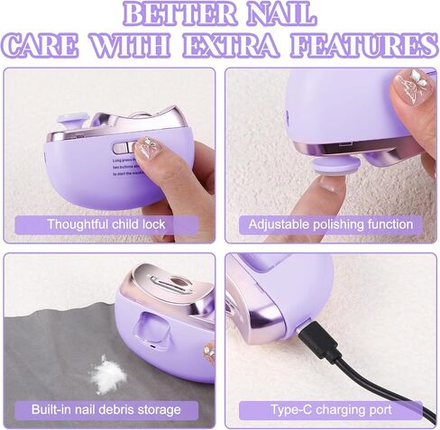 3 in 1 Electric Nail Clippers for Adults, Automatic Nail Grinder for Women Electric Nail Trimmer with Nail File Nail Buffer, Electric Toenail Clippers for Seniors Adults Baby with Light (White) in Saudi Arabia