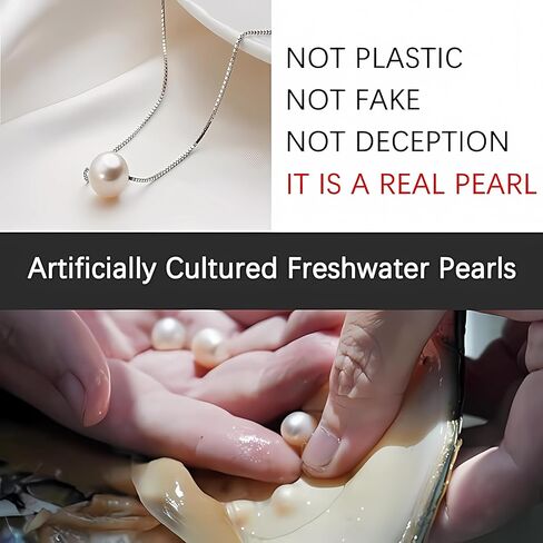 ALoveSoul 925 Sterling Silver Single Pearl Necklace - Necklace for Women Girls, Mother's Day Birthday Gift Ideas in Kuwait