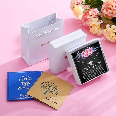 ALoveSoul 925 Sterling Silver Single Pearl Necklace - Necklace for Women Girls, Mother's Day Birthday Gift Ideas in Kuwait