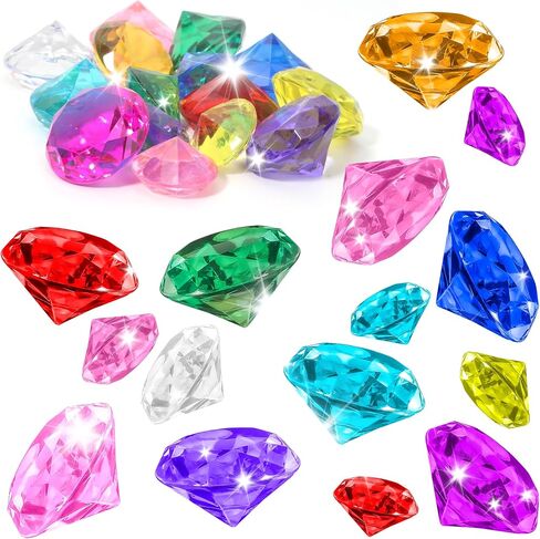 Diving Gem Pool Toys, Diving Gems for Pool for Kids, 16 Big Colorful Diamond Pirate Treasure Summer Underwater Gemstone Swimming Training Gift Water Toy Pool Games for Party Favors Birthday Decoration in Kuwait