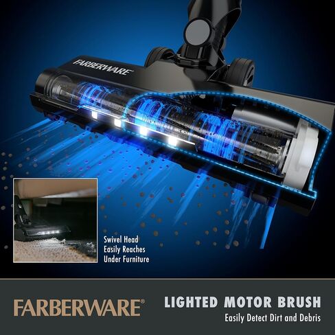 Farberware Classic Stick Vacuum Cleaner, Powerful Suction and Lighted Motor Brush for Carpet and Hard Floors, Converts to Handheld Vacuum in Kuwait