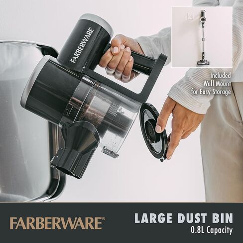 Farberware Classic Stick Vacuum Cleaner, Powerful Suction and Lighted Motor Brush for Carpet and Hard Floors, Converts to Handheld Vacuum in Kuwait