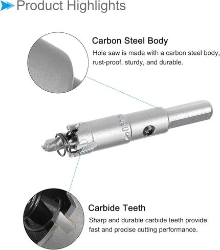 Carbide Hole Saw, 0.8 Inch/21.5mm Diameter, Metal Steel Hole Cutters Drill Bits - (Applications: for Metal Wood), 1-Pieces in Saudi Arabia