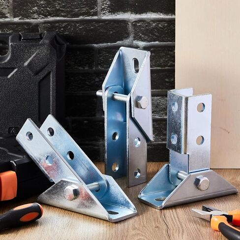 4 Pcs Adjustable Brace Fitting, Fit for 1/2" Bolt in 1-5/8" Strut Channel, Solar Panel Bracket Base, 8 Hole Wing 180 Degree Turn Joint Connector Bracket for Mounting and Supporting Solar Panels in Saudi Arabia