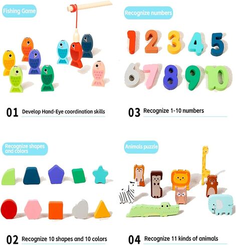 Sorting Toys for 1 2 3 4 Years Old, Montessori Toys Stacking Toys Wooden Blocks for Toddlers Preschool Motor Skills Toys Birthday Chirstmas Gift in Saudi Arabia