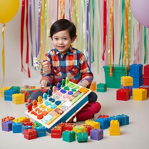 Sorting Toys for 1 2 3 4 Years Old, Montessori Toys Stacking Toys Wooden Blocks for Toddlers Preschool Motor Skills Toys Birthday Chirstmas Gift in Saudi Arabia