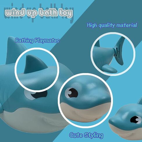 Ocean Shark Toy Set, 2 Pcs Wind Up Bath Toys for Toddlers 1-3 2-4 3-5, Swimming Bathtub and Floating Pool Plaything, Water Table Accessories, Easter and Christmas Favors in Saudi Arabia