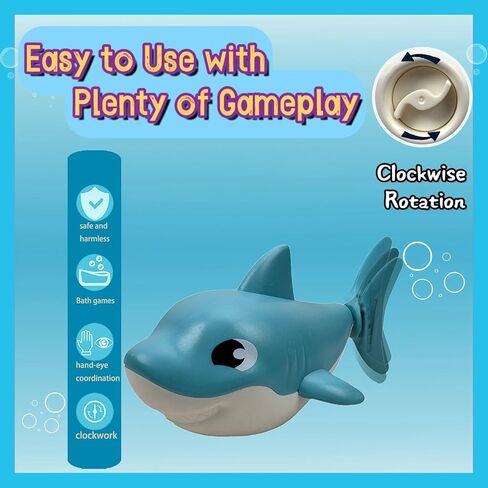 Ocean Shark Toy Set, 2 Pcs Wind Up Bath Toys for Toddlers 1-3 2-4 3-5, Swimming Bathtub and Floating Pool Plaything, Water Table Accessories, Easter and Christmas Favors in Saudi Arabia