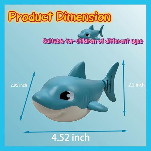 Ocean Shark Toy Set, 2 Pcs Wind Up Bath Toys for Toddlers 1-3 2-4 3-5, Swimming Bathtub and Floating Pool Plaything, Water Table Accessories, Easter and Christmas Favors in Saudi Arabia