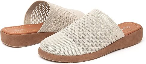 Jeesay Women's Slip On Mules Wedge Sandals Closed Toe Breathable Textile Slides Clogs Summer Shoes (Black, US 8) in Saudi Arabia
