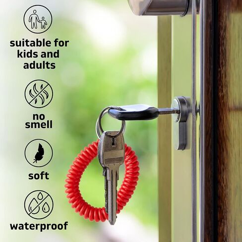 Pack of 50 Wristlet Badge Holder – 25 Red Elastic Keychain Wristband and 25 Black Stretchable Spiral Bracelet Holder for Gym Pool Spring Spiral Coil Badge in Kuwait