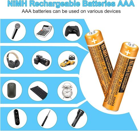 بطارية NI-MH AAA قابلة للشحن 1.2 فولت 550 مللي أمبير في الساعة 12 حزمة للهواتف اللاسلكية من باناسونيك وأجهزة التحكم عن بعد والإلكترونيات. in Kuwait