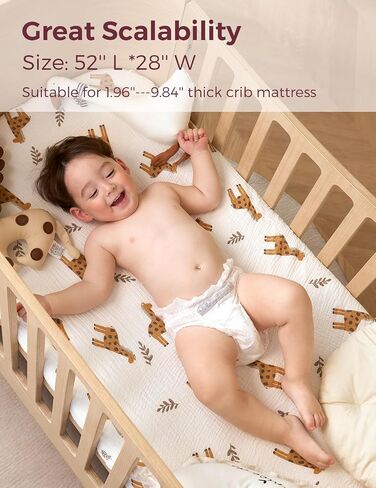 Momcozy Masslin Standard Standard Sheets Forted Sheets ، 52 "x28" ، 2 pack soft reasable cotton baby prestress sheet ، 360 ° مرتبة ملفوفة in Kuwait