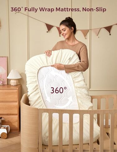 Momcozy Masslin Standard Standard Sheets Forted Sheets ، 52 "x28" ، 2 pack soft reasable cotton baby prestress sheet ، 360 ° مرتبة ملفوفة in Kuwait