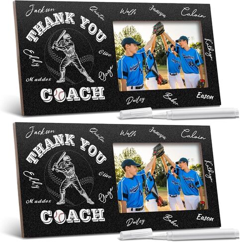 Blosssound Thank You Coach Gifts Baseball Theme Picture Frame Thanks Coach Frame 4 x 6 Inch Thank You Coach Photo Frame Baseball Wood Picture Frame with Pen for Coaches Appreciation Graduation Retired in Saudi Arabia