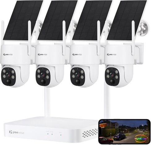 NightColor Solar Security Camera System Outdoor Wireless, Wi-Fi 6 Home Security Cameras System with 360° Pan & Tilt, 2K Color Night Vision, No Subscription, Easy Setup, 5G & 2.4G WiFi in Saudi Arabia