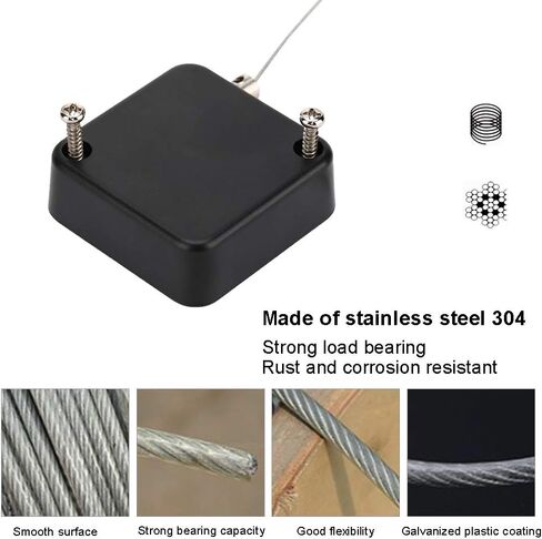 LORADAR Retractable Cable Lock with Double-Sided Adhesive, Remote Control Security Lock, Remote Control Anti-Lost Rope for TV, DVD, Hardware Cable Lock ，No More Searching for The TV Remote in Kuwait