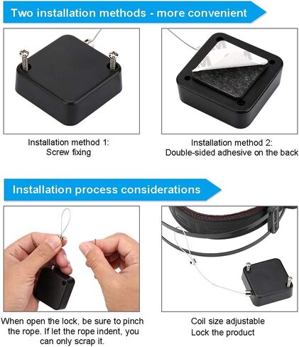 LORADAR Retractable Cable Lock with Double-Sided Adhesive, Remote Control Security Lock, Remote Control Anti-Lost Rope for TV, DVD, Hardware Cable Lock ，No More Searching for The TV Remote in Kuwait