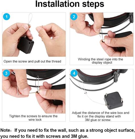 LORADAR Retractable Cable Lock with Double-Sided Adhesive, Remote Control Security Lock, Remote Control Anti-Lost Rope for TV, DVD, Hardware Cable Lock ，No More Searching for The TV Remote in Kuwait