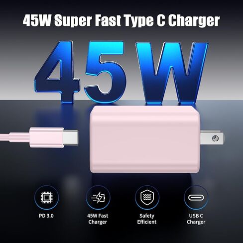 3 عبوات شاحن USB C بقدرة 45 وات لهاتف Samsung Galaxy S24 Ultra، كتلة شحن سريعة للغاية من النوع C مع سلك 6FT C إلى C لجهاز Samsung Galaxy Tab S9/S8 S23 Ultra/S22 Ultra/S23/S22+/S22/S21/Note 10 Plus/20 ،S8+ in Kuwait