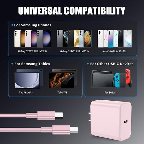 3 عبوات شاحن USB C بقدرة 45 وات لهاتف Samsung Galaxy S24 Ultra، كتلة شحن سريعة للغاية من النوع C مع سلك 6FT C إلى C لجهاز Samsung Galaxy Tab S9/S8 S23 Ultra/S22 Ultra/S23/S22+/S22/S21/Note 10 Plus/20 ،S8+ in Kuwait