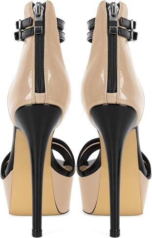 Esvowido للنساء الصنادل T الحزام المفتوح من منصة إصبع القدم الكعب الكعب الصنادل الضيقة Strappy Stiletto High High in Kuwait