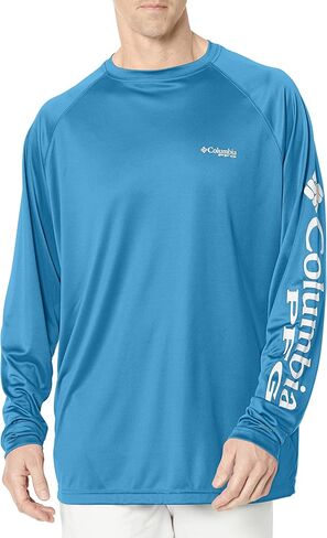 Columbia Men's Terminal Tackle Long Sleeve Shirt, Vivid Blue/Cool Grey Logo, 4X Tall in Saudi Arabia
