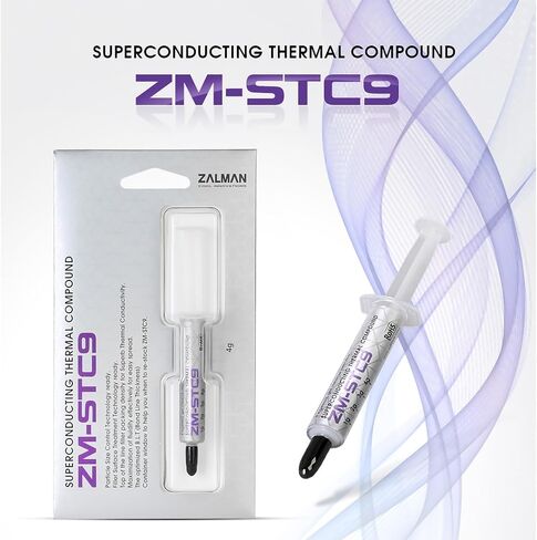 معجون حراري Zalman STC9، مركب ممتاز 4 جرام لجميع المعالجات، مبدد حرارة وحدة المعالجة المركزية، PS5، Xbox، وحدة تحكم الألعاب، وحدة معالجة الرسومات الجرافيكية، تقنية كثافة الحشو الدقيقة فائقة التوصيل، 9.1 وات/م-ك (ZM-STC9) in Saudi Arabia