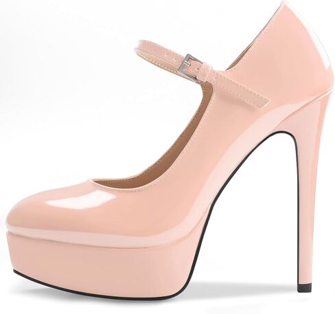 يا Mispares Round Round Toe Platform مضخات 5 بوصات من الخناصة عالية الكعب ماري جين مضخ in Kuwait