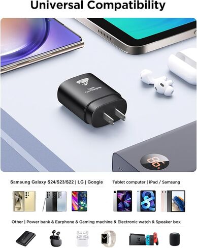 Samsung Charger 25W, Type C Charger Super Fast Charging, Android Phone Charger USB C Wall Charger Block with 6ft USB C Cable for Samsung Galaxy S24 Ultra S23 S22 A03s A14 A15 A32 A53, Z Flip 6 in Kuwait