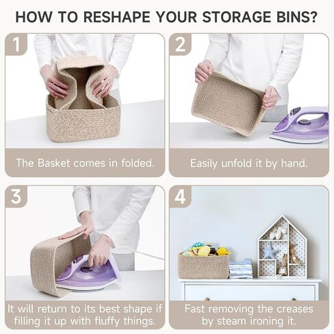3-Pack Cotton Rope Baskets for Organizing, Fabric Square Storage Baskets, Woven Closet Storage Bin for storage Clothes Toys Books Towels Square Wicker Nursery basket organizer-Navy Blue in Saudi Arabia
