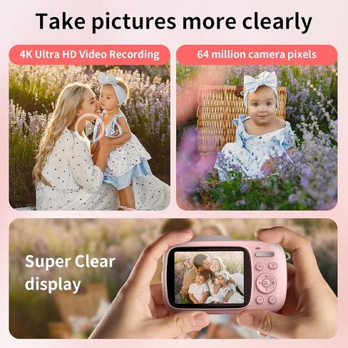 Digital Camera Kids 4K Video 64MP Photography Camera, Compact 18X Zoom Point and Shoot Camera, Autofocus Vlogging Mini Camera, 2.8'' Screen Camera with Flash for Teens Boys Girls Outdoor Travel in Saudi Arabia