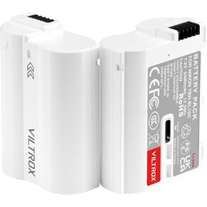بطاريات كاميرا Viltrox EN-EL15C ، 7.2V 2400mAh 17.3WH ، شحن USB-C سريع ، بطارية كاميرا قابلة للشحن متوافقة مع كاميرا نيكون D500 in Kuwait