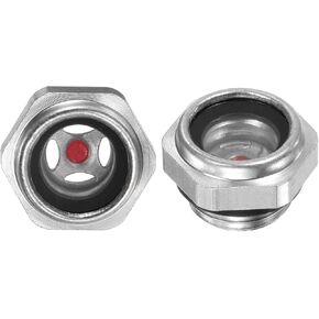 2-Pack Air Compressor Oil Sight Glass, M20 x 1.5mm Toughened Glass No Leak Hex Oil Liquid Level Gauge Fittings W O-Ring for Air Compressor/Pump/Tank Sight Plug Window