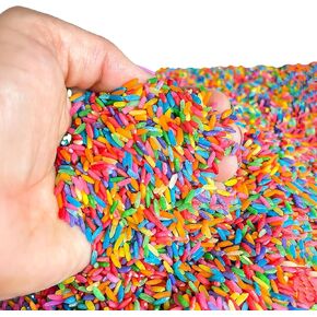 Rainbow Rice Sensory Bin Filler for Sensory Table - Colored Rice for Sensory Play (4 Cups - 2LB)