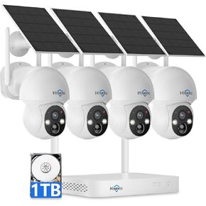 Hiseeu Solar Panel Security Camera, 2.4G & 5G WiFi,Color Night Vision, 360° View, Pan & Tilt, 100% Wireless Camera Compatible with Rechargeable Home Security Camera System
