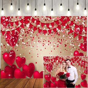 LTLYH 10x8ft Valentine's Day Backdrop Red Love Heart Backdrop Valentines Decorations Valentine's Banner Engagement Wedding Party Decoration Valentine's Supplies 168