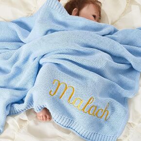 Knit Baby Blanket Organic Cotton Swaddle Blanket Soft Warm Breathable Shower Blankets for Newborns Girls Boys Receiving Blankets for Crib, Stroller, Car 30''X40''