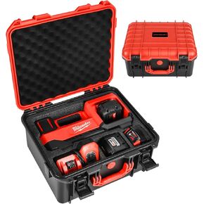 Air Compressor Case for Milwaukee M18 Inflator - Waterproof Hard Shell Air Pump Storage Bag Compatible with Milwaukee Tire Inflator 2848-20, Battery Pack 18V 3.0 to 12.0 Ah & Chargers (Case Only)