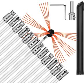 VIVOHOME 33 FT Chimney Sweep Cleaning Brush Tool Kit Rotary with 10 Reinforced Nylon Flexible Rods Snap Locking 45 Degree Angle Driven by Drill for Fireplace Flue Home Use