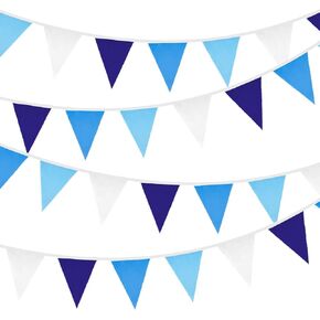 Royal Blue Banner Decortaions, 40Ft Royal Blue Pennant Garland 42Pcs Cloth Triangle Flags Banner for Baby Shower Wedding Birthday Nautical Pirate Party Under The Sea Festival Decoration