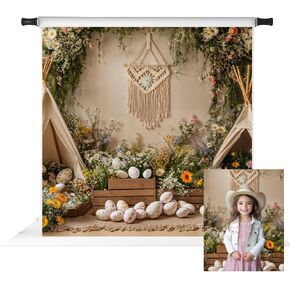 Kate 10x6.5ft بيض عيد الفصح خلفيات للمنزل Party Boho الزهور الديكور الخلفية الخلفية النسيج الدعائم in Kuwait