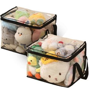Clear Toy Storage Organizer Bags, Reusable Transparent PVC Travel Waterproof Zipper Bags for Organizing, Large Toy Organization Board Game, Puzzle Storage Containers (4, Large)