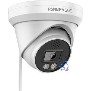 PANOEAGLE 6MP PoE IP Wide Angle Camera 155° Wide Angle, Outdoor 6MP PoE Turret Camera with Smart Human/Vehicle Detection,2.1mm Lens, 98ft IR Night Vision,Built-in Mic, IP66, Blue Iris, NDAA Compliant