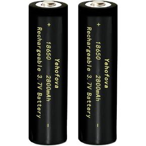 18650 Rechargeable Battery Button Top 3.7V Genuine18650 Lithium Batteries for LED Flashlights, Headlights, Camera, Small Fans, Toys (2 Pack)